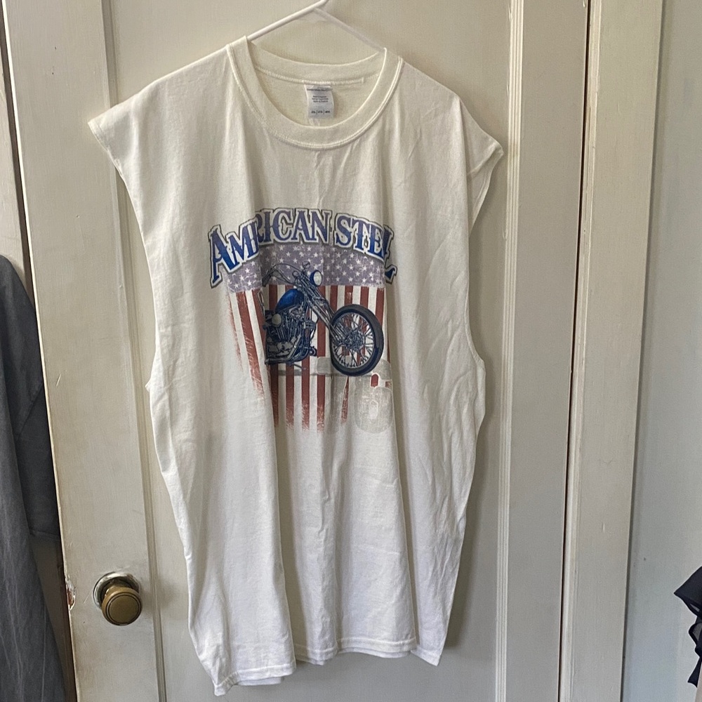 Gildan White American Steel Graphic Tee